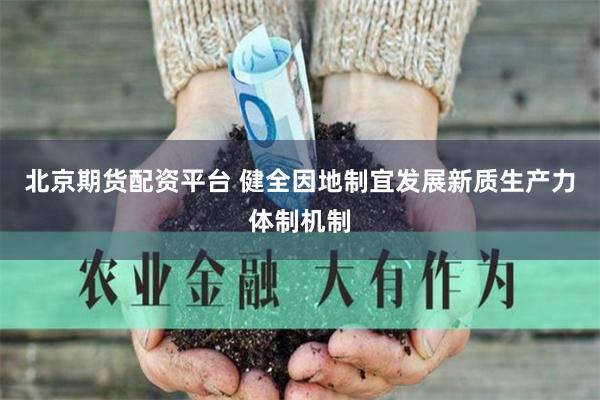 北京期货配资平台 健全因地制宜发展新质生产力体制机制